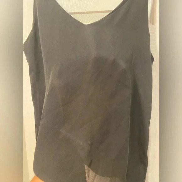 Shinestar Plain Black Sheer Cami Flowy Spaghetti Straps V Neck Size S - Picture 5 of 9